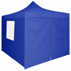 vidaXL Professional Folding Party Tent with 4 Sidewalls Steel Blue 2x2m Canopy - Additional view 5