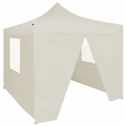 vidaXL Professional Folding Party Tent with 4 Sidewalls Steel Cream 2m Canopy