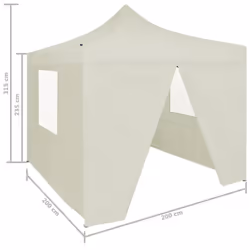 vidaXL Professional Folding Party Tent with 4 Sidewalls Steel Cream 2m Canopy - Additional view 4