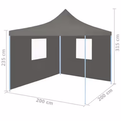 vidaXL Professional Folding Party Tent 2 Sidewalls Steel Anthracite Canopy - Additional view 8