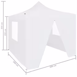 vidaXL Professional Folding Party Tent 4 Sidewalls Steel White 2x2m Canopy