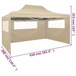 vidaXL Professional Folding Party Tent with 3 Sidewalls 3x4m Cream Steel Camp - Additional view 11