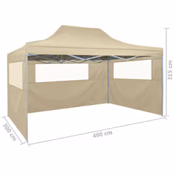 vidaXL Professional Folding Party Tent with 3 Sidewalls 3x4m Cream Steel Camp - Additional view 8