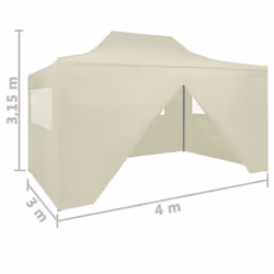 vidaXL Professional Folding Party Tent 4 Sidewalls Steel Cream 3x4m Canopy - Additional view 10
