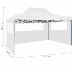 vidaXL Professional Folding Party Tent 3 Sidewalls Steel White 3x4m Canopy - Additional view 7
