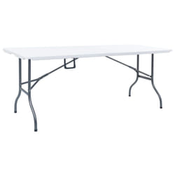 vidaXL Folding Garden Table White 72cm HDPE Outdoor Foldable Camping Table