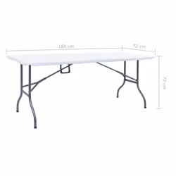 vidaXL Folding Garden Table White 72cm HDPE Outdoor Foldable Camping Table