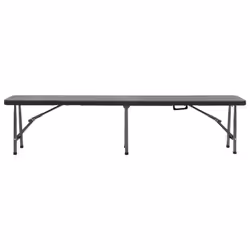 vidaXL 2x Folding Garden Benches HDPE Black 180cm Camping Bench Outdoor Seat