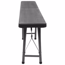 vidaXL 2x Folding Garden Benches HDPE Black 180cm Camping Bench Outdoor Seat