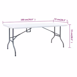 vidaXL Folding Garden Table with 2 Benches Steel and HDPE White Patio Set