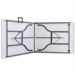 vidaXL Folding Garden Table with 2 Benches Steel and HDPE White Patio Set - Additional view 4