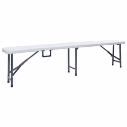 vidaXL Folding Garden Table with 2 Benches Steel and HDPE White Patio Set - Additional view 7