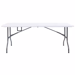 vidaXL Folding Garden Table with 2 Benches Steel and HDPE White Patio Set - Additional view 8