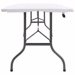 vidaXL Folding Garden Table with 2 Benches Steel and HDPE White Patio Set - Additional view 9