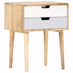 vidaXL Solid Mango Wood Bedside Cabinet 59cm Bedroom Living Room Nightstand