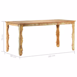 vidaXL Dining Table 160x80cm Solid Reclaimed Wood Kitchen Dinner Room Tables