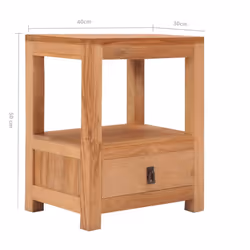 vidaXL Solid Teak Wood Bedside Cabinet 40x30x50cm Storage Sideboard Nightstand - Additional view 7