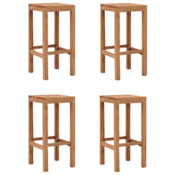 vidaXL 4x Solid Teak Wood Bar Stools Wooden Set of Bar Chairs Kitchen Seats