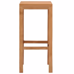 vidaXL 4x Solid Teak Wood Bar Stools Wooden Set of Bar Chairs Kitchen Seats