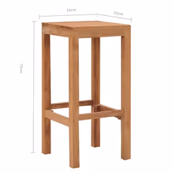 vidaXL 4x Solid Teak Wood Bar Stools Wooden Set of Bar Chairs Kitchen Seats