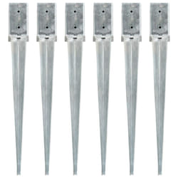 vidaXL 6x Ground Spikes Silver Galvanised Steel Garden Outdoor Soil Spear
