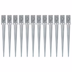 vidaXL 12x Ground Spikes Silver Galvanised Steel Garden Outdoor Soil Spear