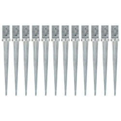 vidaXL 12x Ground Spikes Silver Galvanised Steel Garden Outdoor Soil Spear