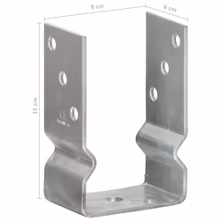 vidaXL Fence Anchors Garden Ground Anchor Post Bracket Silver Galvanised Steel - 9 x 6 x 15 cm