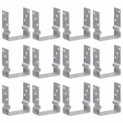 vidaXL Fence Anchors Garden Ground Anchor Post Bracket Silver Galvanised Steel - 12 x 6 x 15 cm