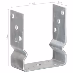 vidaXL Fence Anchors Garden Ground Anchor Post Bracket Silver Galvanised Steel - 12 x 6 x 15 cm