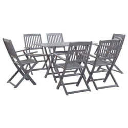 vidaXL 7 Piece Solid Acacia Wood Garden Dining Set Grey Outdoor Table Chair