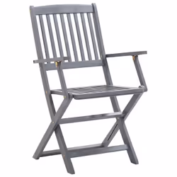 vidaXL 7 Piece Solid Acacia Wood Garden Dining Set Grey Outdoor Table Chair - Additional view 10