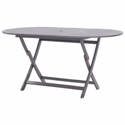 vidaXL 9 Piece Solid Acacia Wood Garden Dining Set Grey Outdoor Table Chair