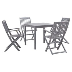 vidaXL 5 Piece Solid Acacia Wood Garden Dining Set Grey Outdoor Table Chair