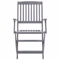 vidaXL 5 Piece Solid Acacia Wood Garden Dining Set Grey Outdoor Table Chair - Additional view 6