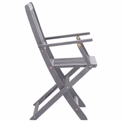 vidaXL 5 Piece Solid Acacia Wood Garden Dining Set Grey Outdoor Table Chair - Additional view 7