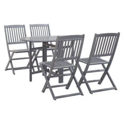 vidaXL 5 Piece Solid Acacia Wood Garden Dining Set Grey Outdoor Table Chair