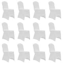 vidaXL 12x Chair Cover Stretch White Banquet Seat Spandex Dining Chairs Covers