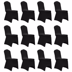 vidaXL 12x Chair Cover Stretch Black Banquet Seat Spandex Dining Chairs Covers