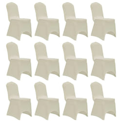 vidaXL 12x Chair Cover Stretch Cream Banquet Seat Spandex Dining Chairs Covers