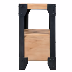 vidaXL 2x Solid Acacia Wood Nightstands Steel Bedside Table Side Small Cabinet