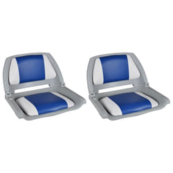 vidaXL 2x Boat Seats Foldable Backrest with Blue-White Pillow Boats Parts