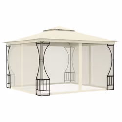 vidaXL Gazebo with Nets 300cm Cream Outdoor Canopy Shelter Party Tent