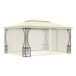 vidaXL Gazebo with Nets 400cm Cream Outdoor Canopy Shelter Party Tents