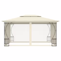 vidaXL Gazebo with Nets 400cm Cream Outdoor Canopy Shelter Party Tents