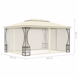 vidaXL Gazebo with Nets 400cm Cream Outdoor Canopy Shelter Party Tents - Additional view 6