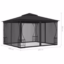 vidaXL Gazebo with Nets 300cm Anthracite Outdoor Canopy Shelter Party Tent