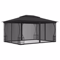 vidaXL Gazebo with Nets 400cm Anthracite Outdoor Canopy Shelter Party Tent