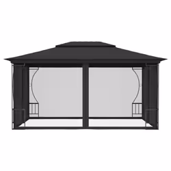 vidaXL Gazebo with Nets 400cm Anthracite Outdoor Canopy Shelter Party Tent
