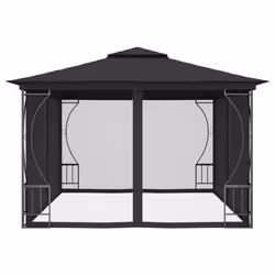vidaXL Gazebo with Nets 400cm Anthracite Outdoor Canopy Shelter Party Tent